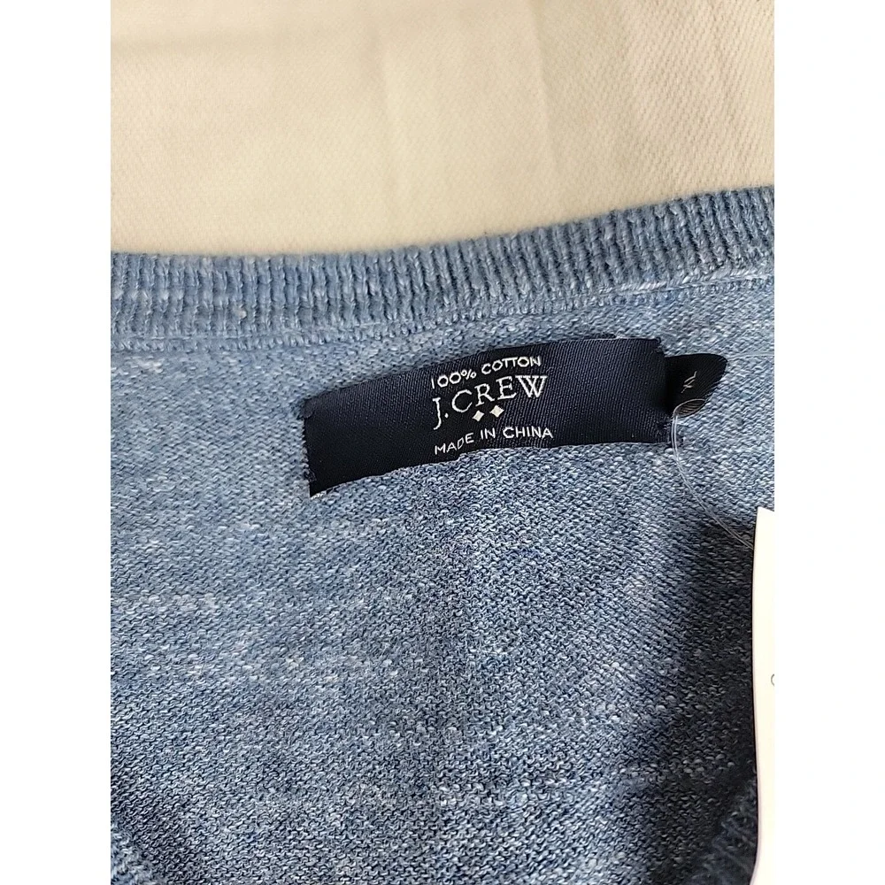 J.Crew V-Neck Sweater Mens XL Blue Marl Cotton C4611 Lightweight Ribbed Knit